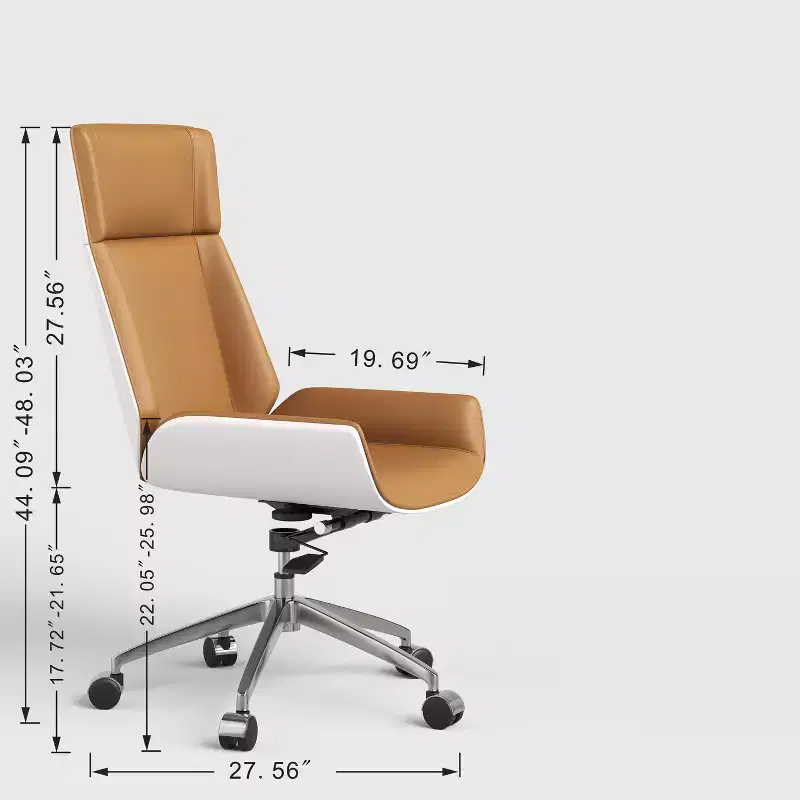 Tree City- High Back Executive Office Chair with Walnut Bent Wood Back and Faux Leather Seat  Swivel & Rolling Base