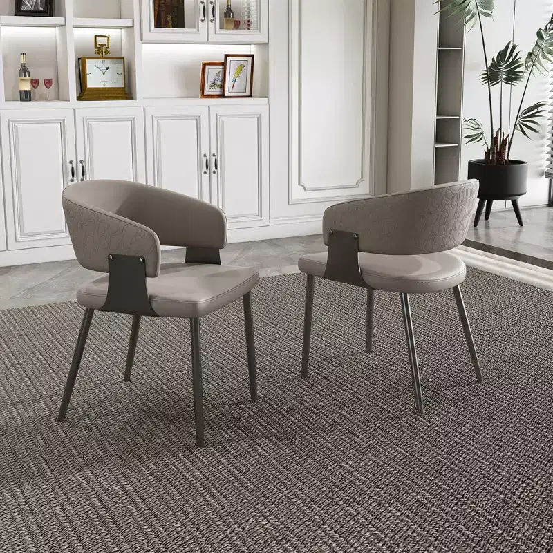 GDFStudio Haversham Modem Faux Leather Upholstered Dining Chairs with Curved Backrest (Set of 2)