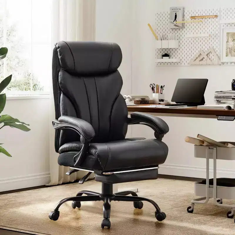 Office Chair, 500LB Big and Tall Ergonomic Executive Leather Desk Chair with Footrest