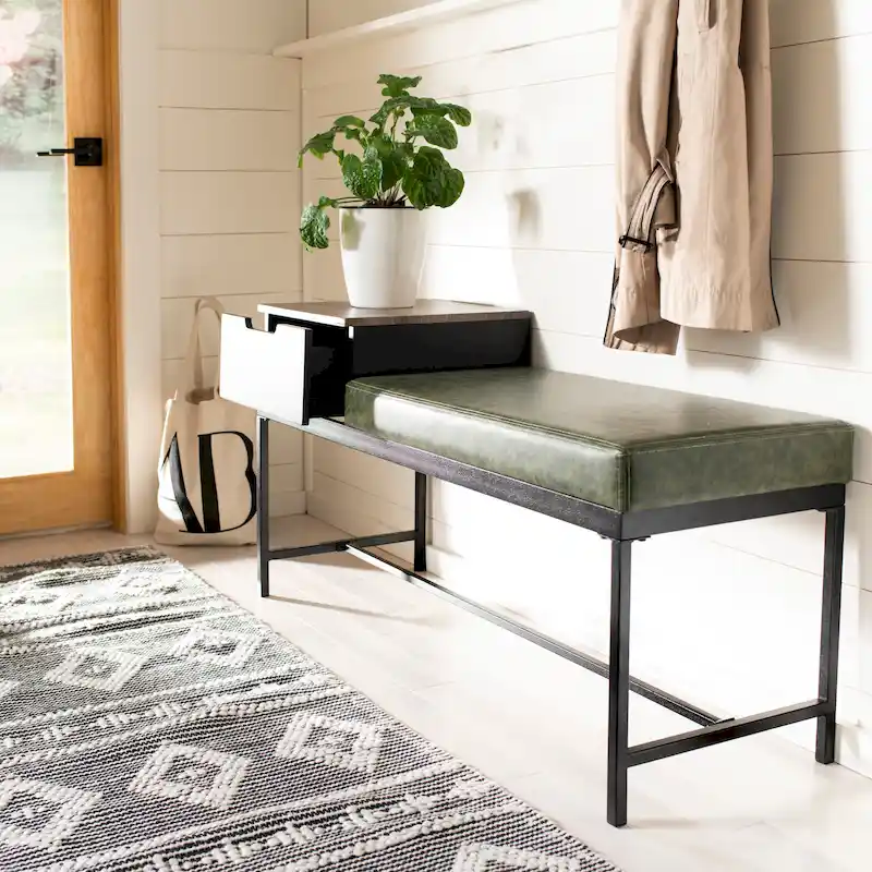 SAFAVIEH Ruthie Bench with Storage - 47.3 x 16 x 24 - 47Wx16Dx24H