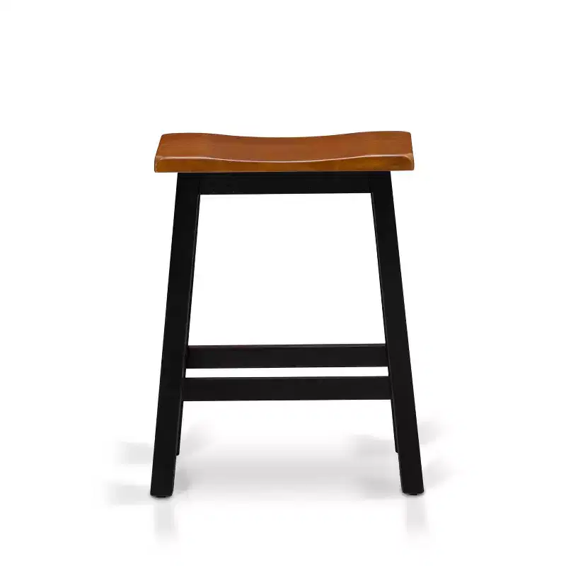 HomeStock 4-Piece Solid Wood Top Black & Cherry Finish Dining Table Set - a Dining Room Table, 2 Stools with a Bench