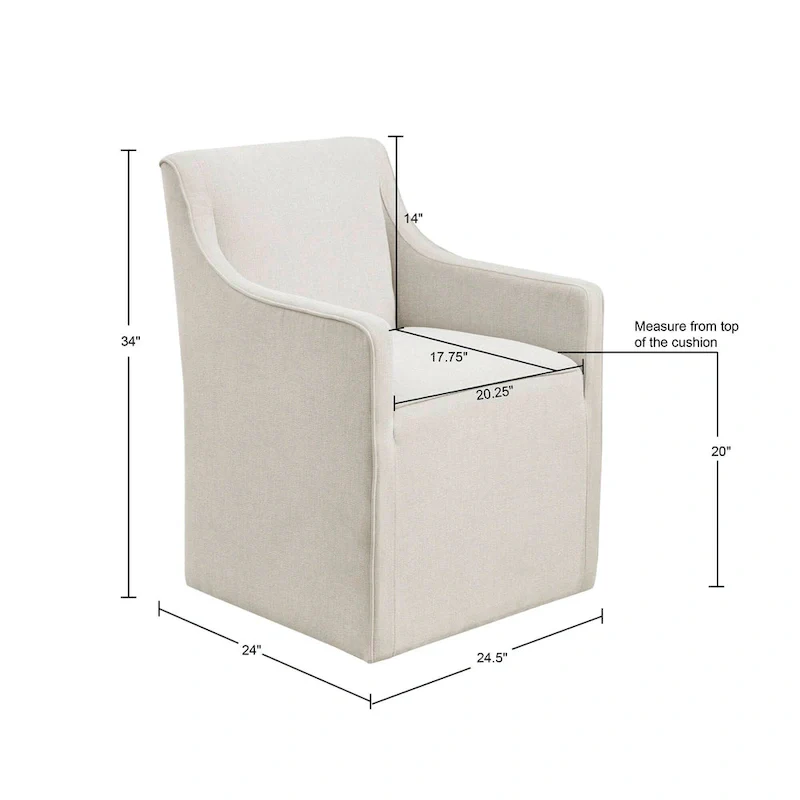 Madison Park Charlotte Dining Arm Chair with Casters