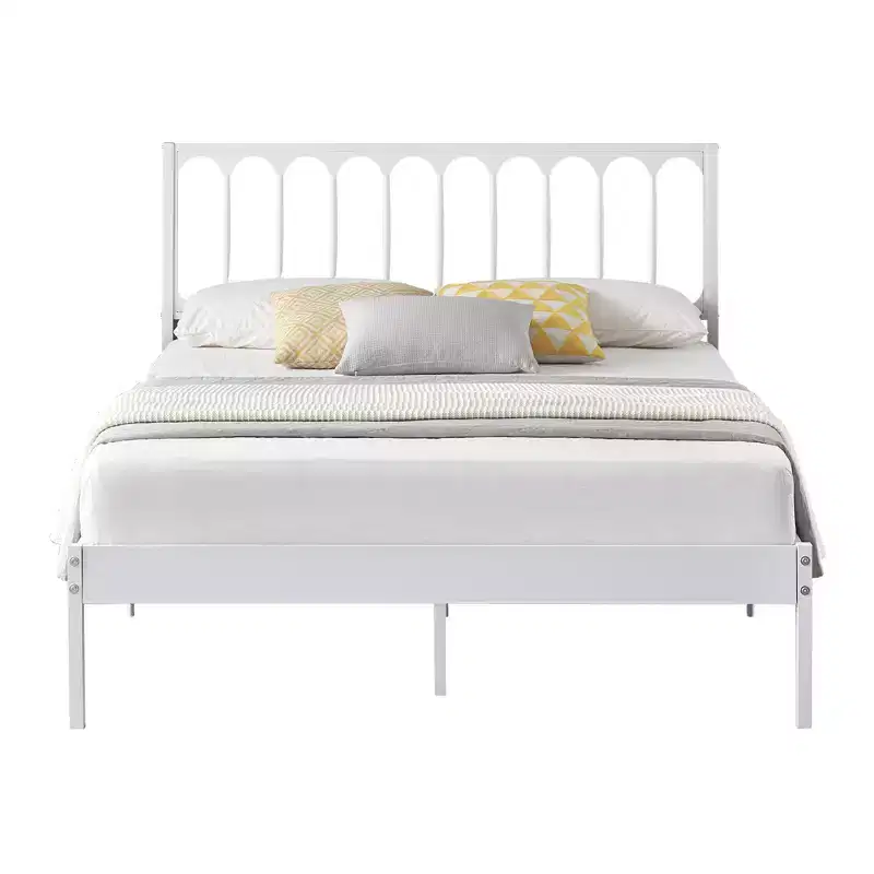 Full-size platform bed frame, metal bed frame with headboard, 12.6-inch storage space underneath, no box spring needed, quiet, black