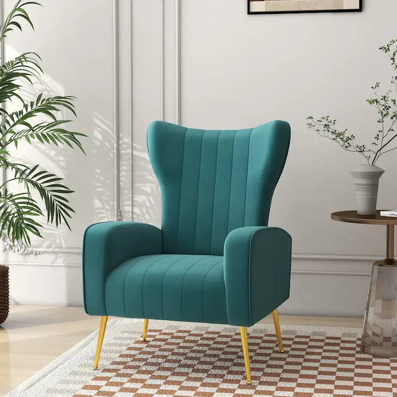 Upholstered Wingback Accent Chair - 26.4W x 37.8H x 32.6D