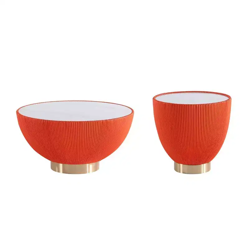 Manhattan Comfort 2pc Anderson Leatherette Upholstered Coffee Table and End Table Set