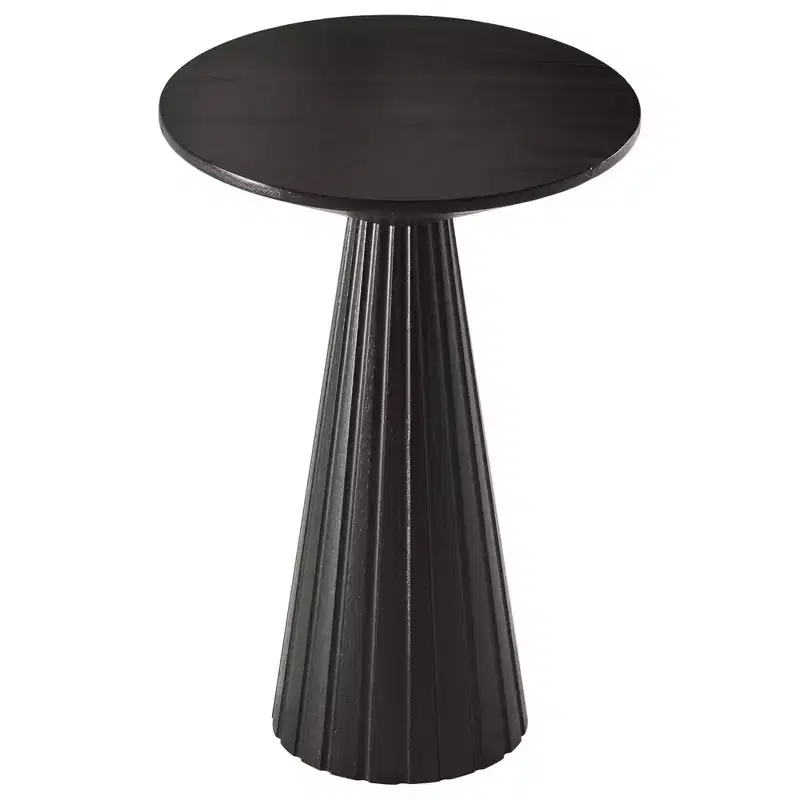 Black Round Martini Pedestal Side Table – Textured Finish, Quick Assembly, Holds 25 lbs