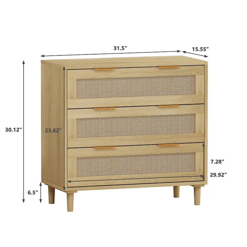 31.50L 3-Drawers Rattan Cabinet