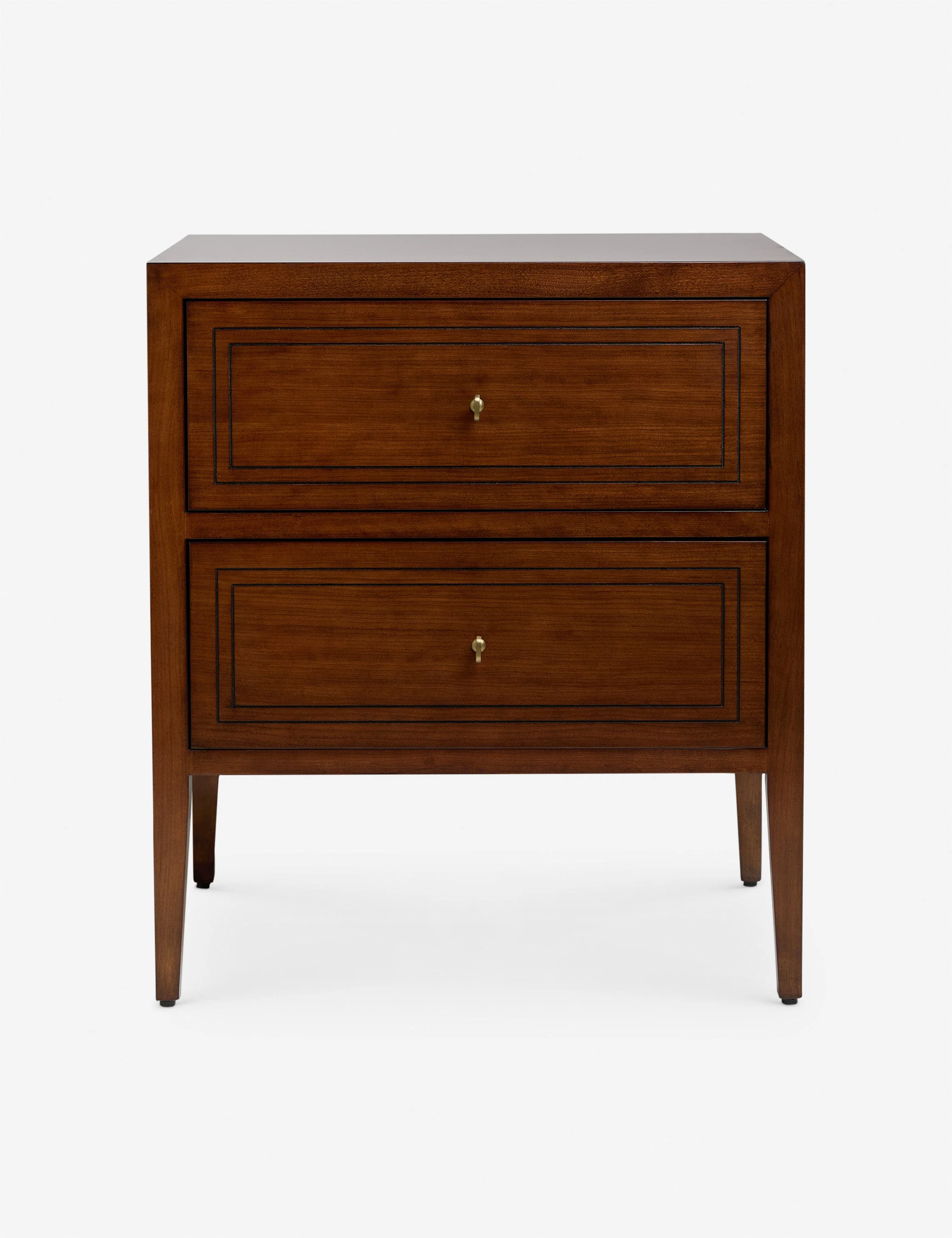 Nightstand Brass, Storage The nightstand offers clean lines, brass hardware, and a refined finish that reflects an undersd sophistication. This