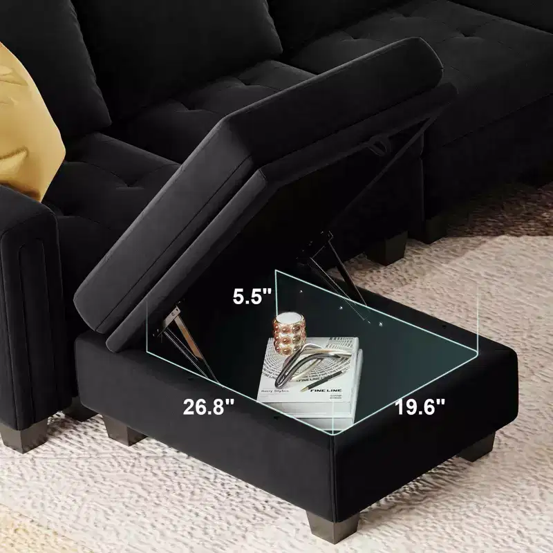Belffin Modular Velvet Tufted Small Ottoman