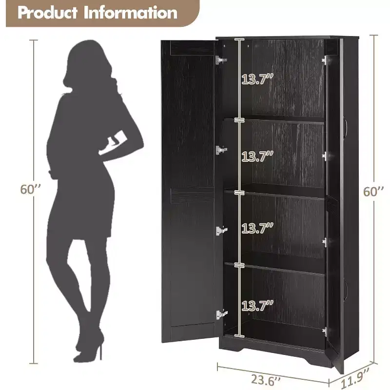 Double-door tall cabinet, compact and elegant without taking up much space, perfect for entryways, bedroom corners