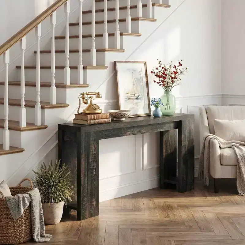 70.9-Inch Wood Console Table, Farmhouse Entryway Sofa Table