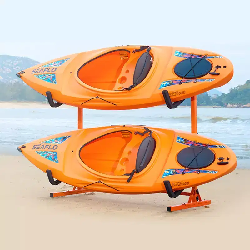 VEVOR Freestanding Kayak Storage Rack, Kayak Stand for 2 Kayak Canoe Paddleboard with Padded Arms and Adjustable Width, 175LBS Max Load