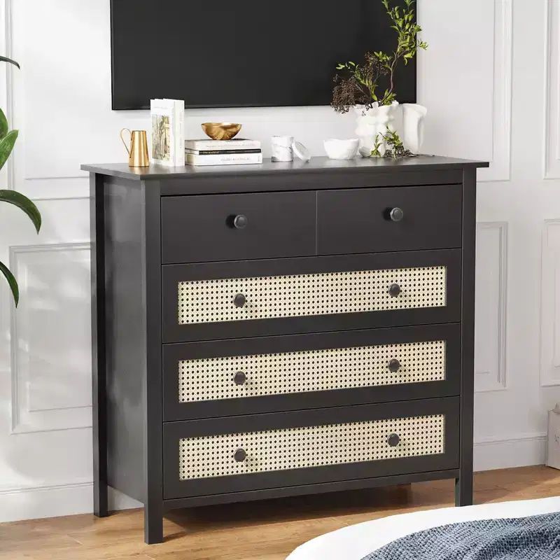 Okak Farmhouse Sideboard Cabinet, Buffet Cabinet with 4 Drawers, Storage Cabinet for Living Room, Dining Room, Kitchen