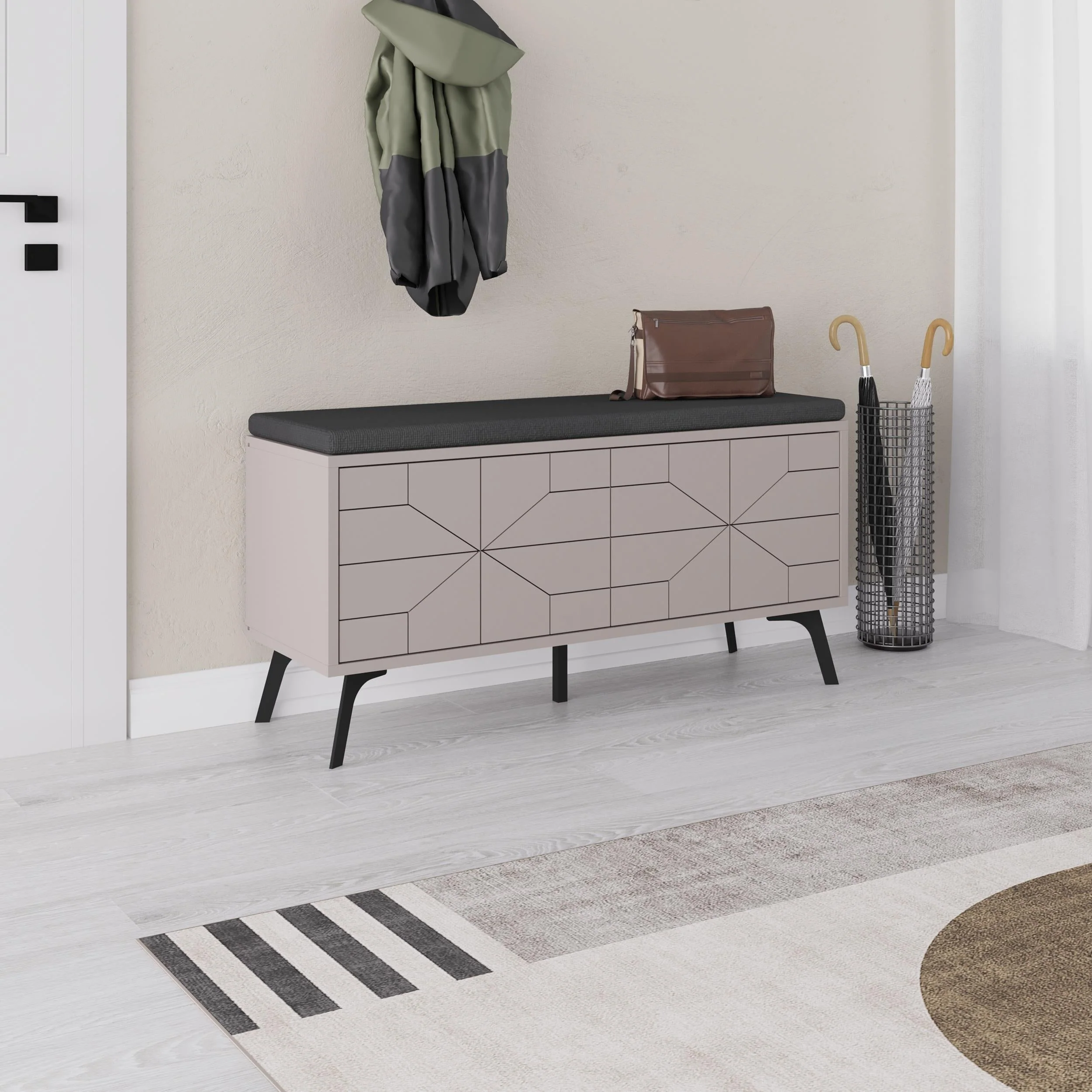 Shoe Storage Bench – Modern Hallway Bench with Storage