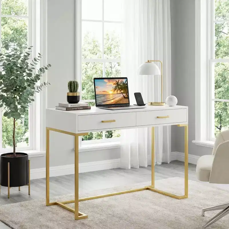 MAYEERTY 39 Inch Computer Desk with Drawers Modern Study Writing Desk for Home Office