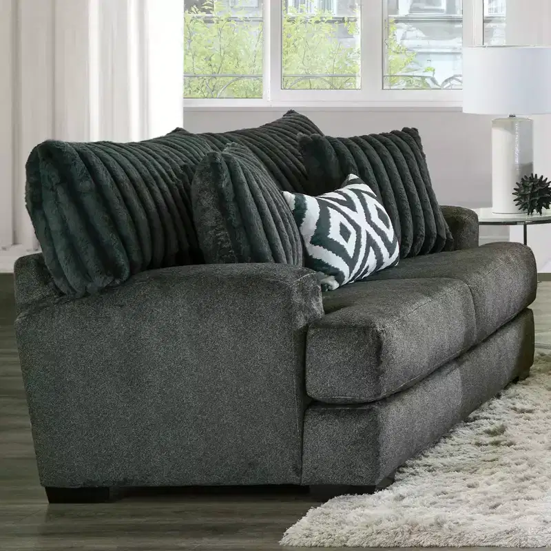 HOMES: Inside + Out Telven 72 Loveseat Chenille Channel Tufted with Pillows Gray