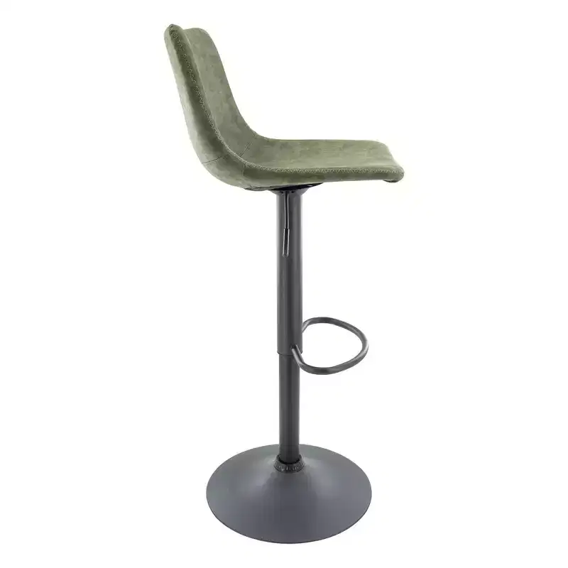 Adjustable Swivel Bar Stool Set of 2 Faux Leather Footrest Counter Height Kitchen