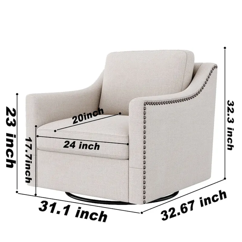 Swivel Linen Blend Modern Soft Velvet Material Ergonomics Accent Chair
