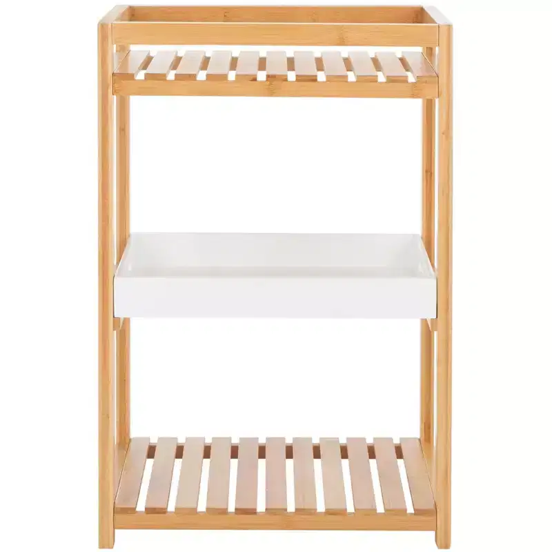 Akio 3 Tier Shelf - Indoor - STG1915 - White/Natural - Safavieh