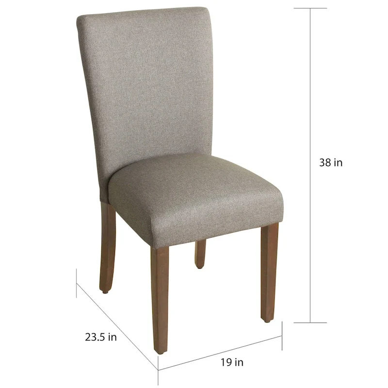 Transitional Upholstered Dining and Accent Chair - Gray, Solid Wood Legs