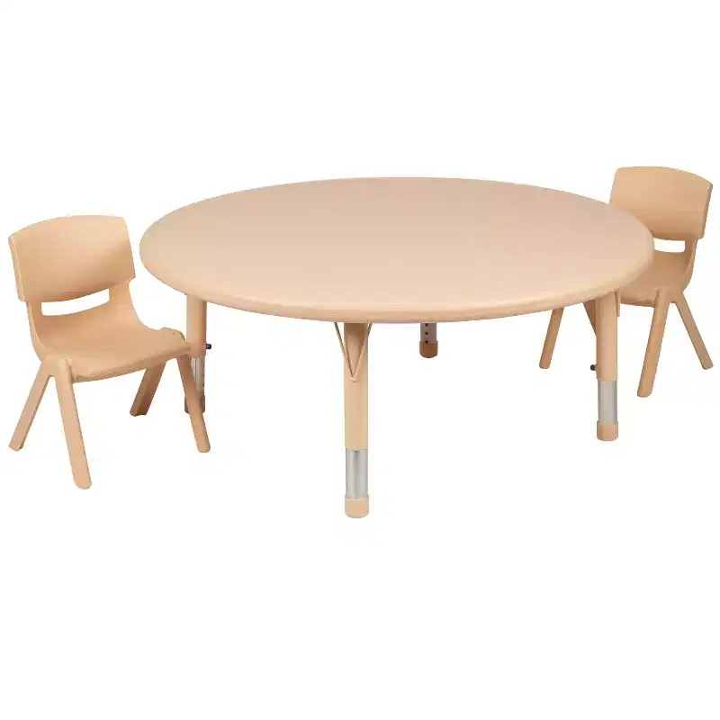Flash Furniture 45 Round Plastic Height Adjustable Activity Table Set with 2 Chairs