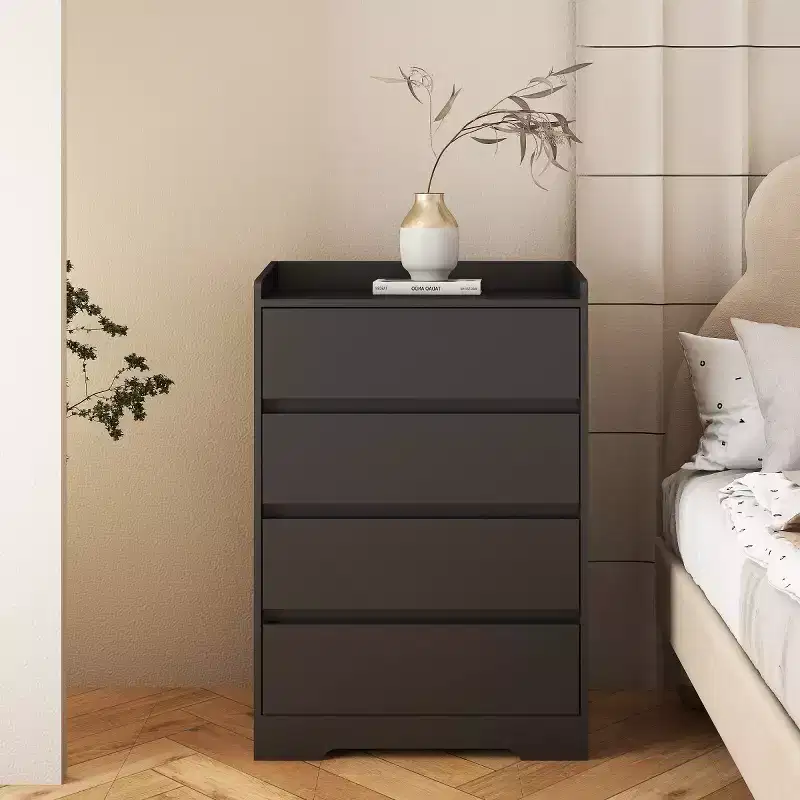 Modern 4 Drawer Dresser for Bedroom, Vertical Dressers with Handle-Free Design, Storage Cabinet for Living Room, Entryway, or Office-Panipeachy