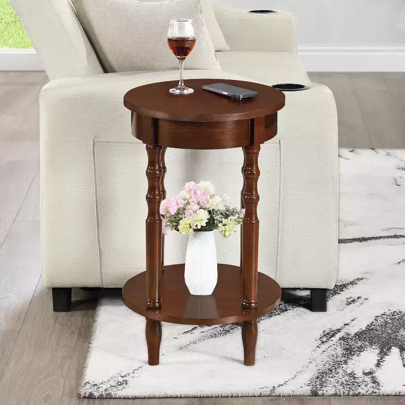 24 in.H Brown Color Oval MDF (Medium-Density Fiberboard) Table Top End Table 1 -piece