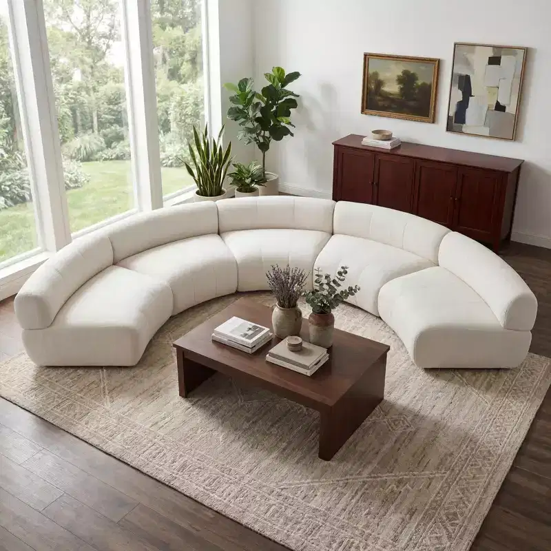 Christopher Knight Home Alan 136.84 Modular Compressed Curved Upholstered 5-Seater Sectional Sofa