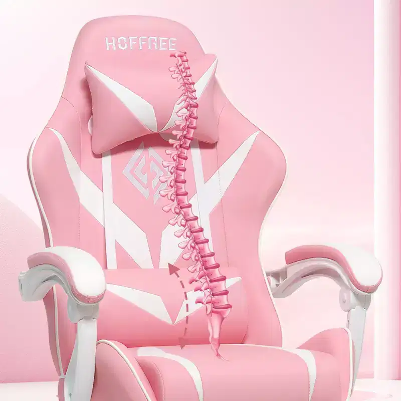 Hoffree Kids Massage Gaming Chair Ergonomic Office PC Chair with Footrest & Adjustable