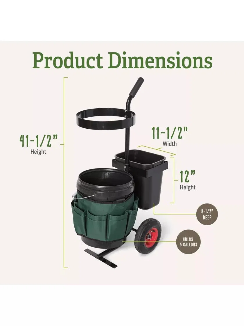 Rolling Garden Tool Storage Caddy with Bucket Organizer and Wheels