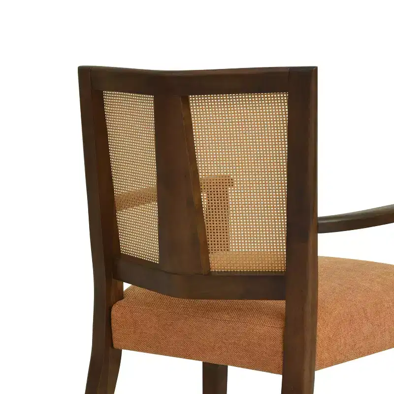 Christopher Knight Home Set of 2 Nolan Rubberwood Upholstered Dining Arm Chairs with Cane Webbing Caramel/Walnut