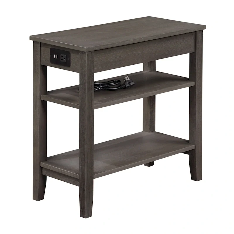 1 Drawer Chairside End Table with Charging Station and Shelves