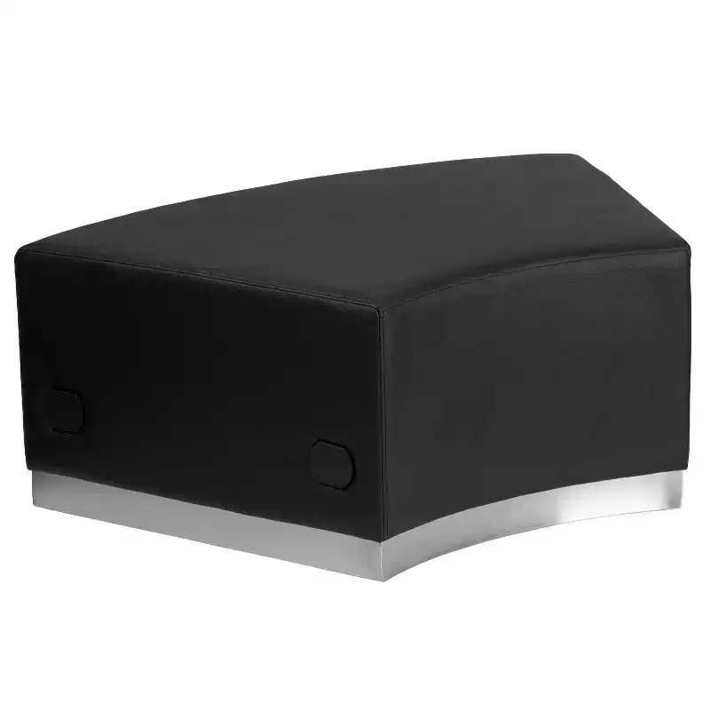 Modular Backless Convex Chair with Brushed Stainless Steel Base