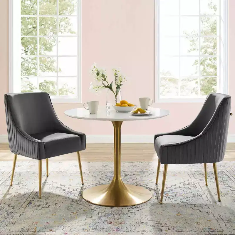 Set of 2 Discern Pleated Back Upholstered Performance Velvet Dining Chairs - Modway
