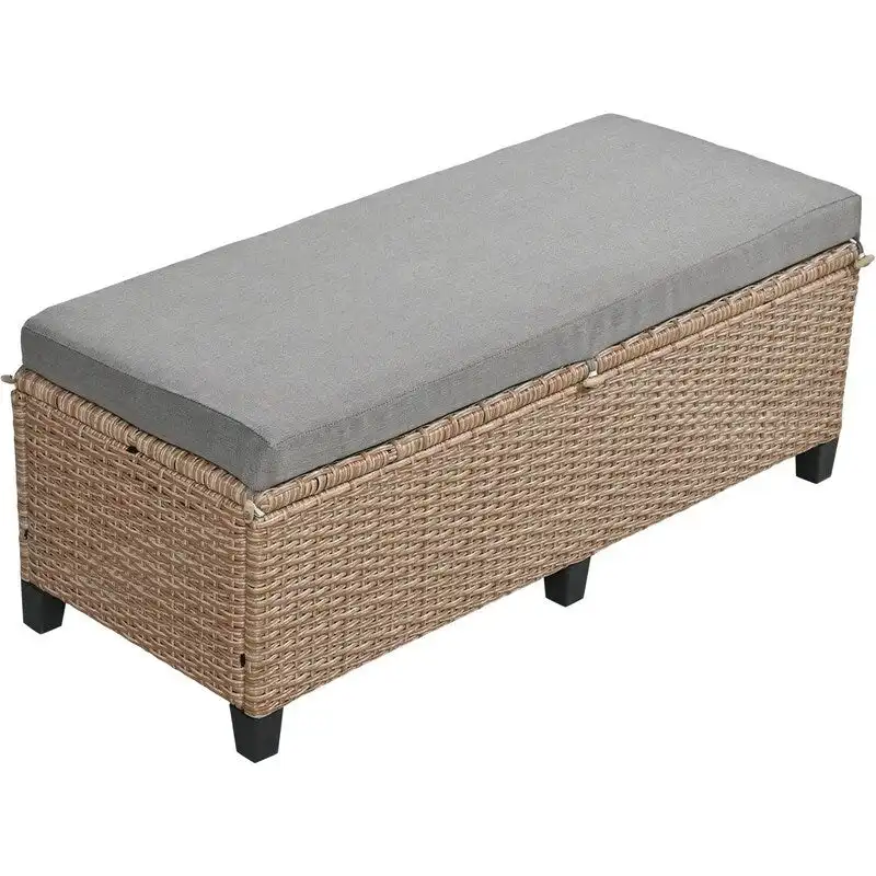 5-Piece L-Shaped Patio Rattan Sofa Set with 2 Extendable Side Tables