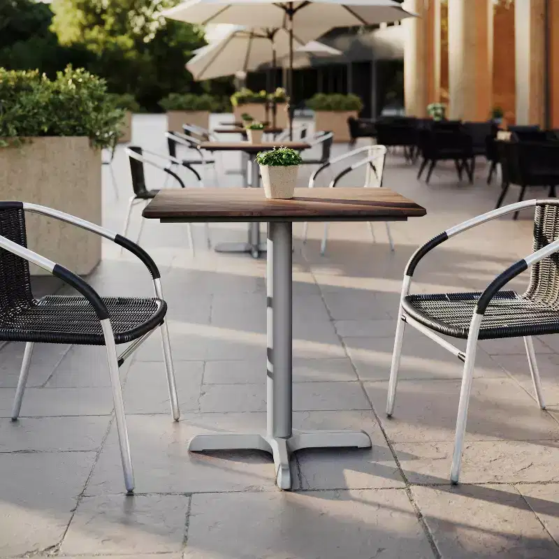 Flash Furniture Acadia Indoor Outdoor Tabletop with TopGuard HPL Technology and Cast Iron Bistro Table Base
