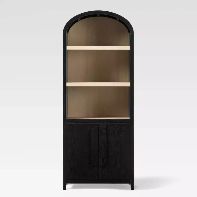 Saracina Home 76" 3 Shelf Arched Bookcase Cabinet