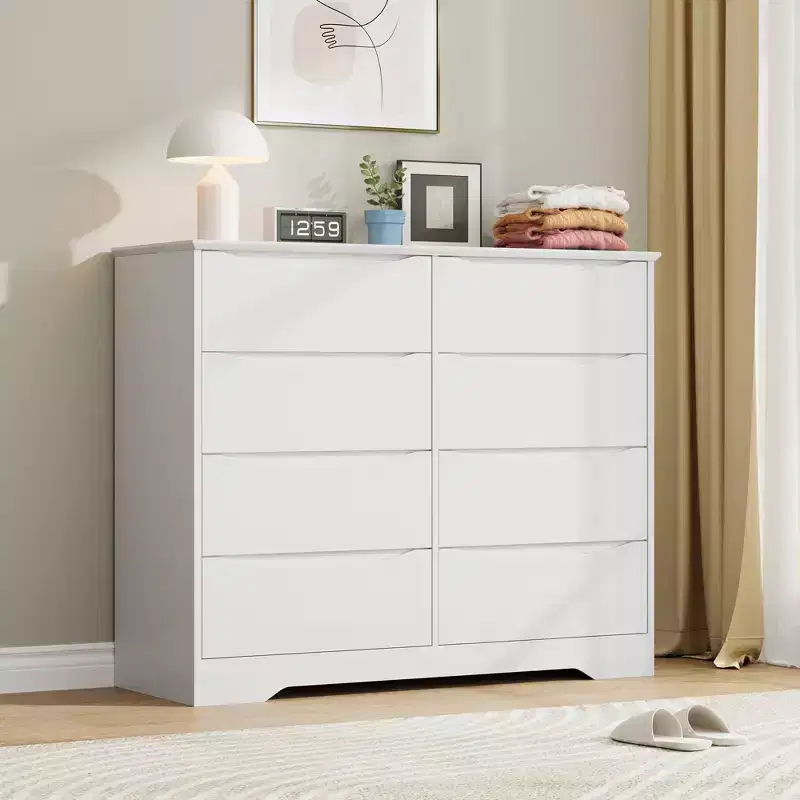 8-Drawer Double Dresser, Black / White