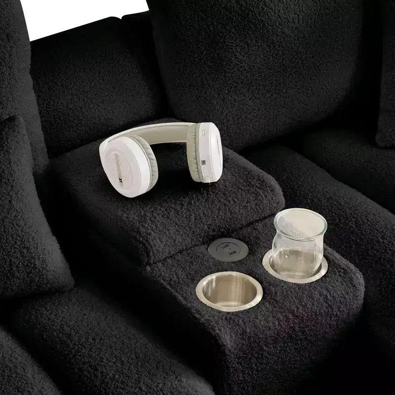 GDFStudio Lyney 91.73 Modern 3-Seater L Shaped Upholstered Sectional Sofa with Console and Pillows