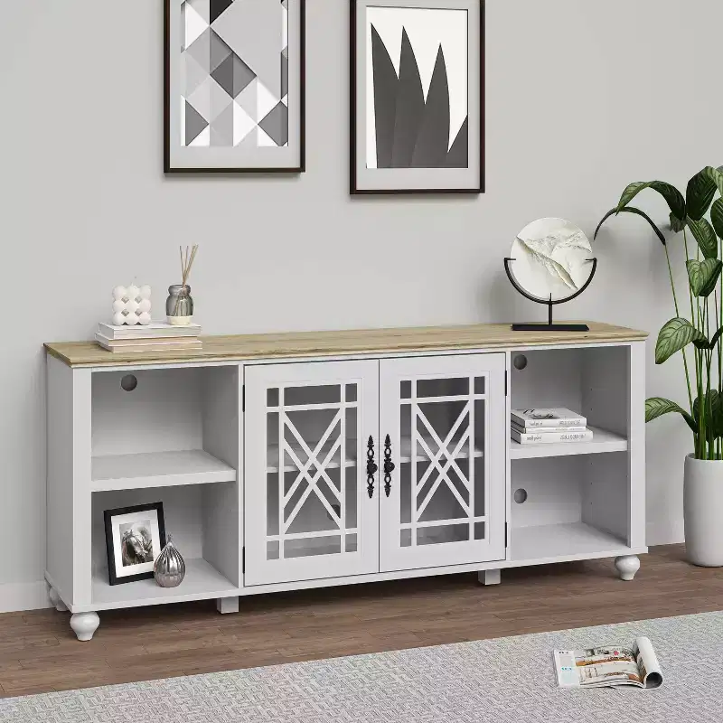 Festivo Vintage Style 70" TV Stand for TVs up to 80" White