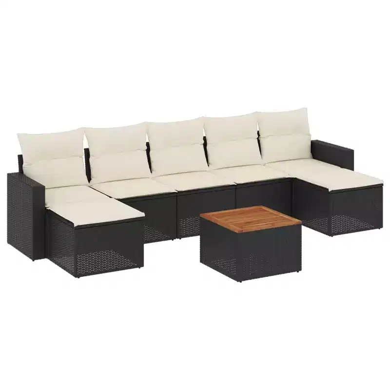 vidaXL Garden Sofa Set Black PE rattan 8 Piece Modular Garden Sofa Set