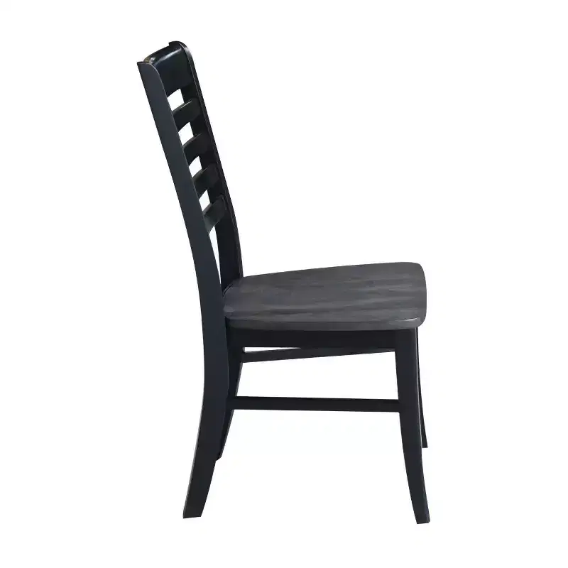 Set of 2 Cosmo Roma Ladderback Chairs Coal Black/Black - International Concepts