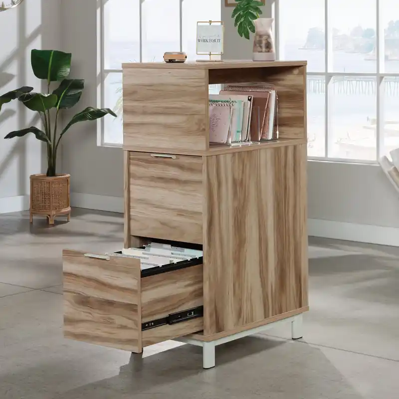 15.75 Commercial Grade File Towwr with 2-Drawers & Cubby - Natural Wood