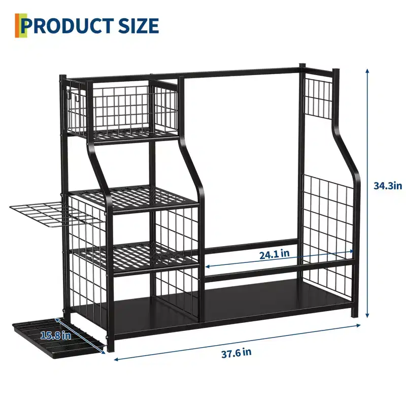 Golf Bag Organizer,Sports Equipment Organizer, Sports Organizer for Garage,Golf Bag Stand for Garage with Baskets,Hooks