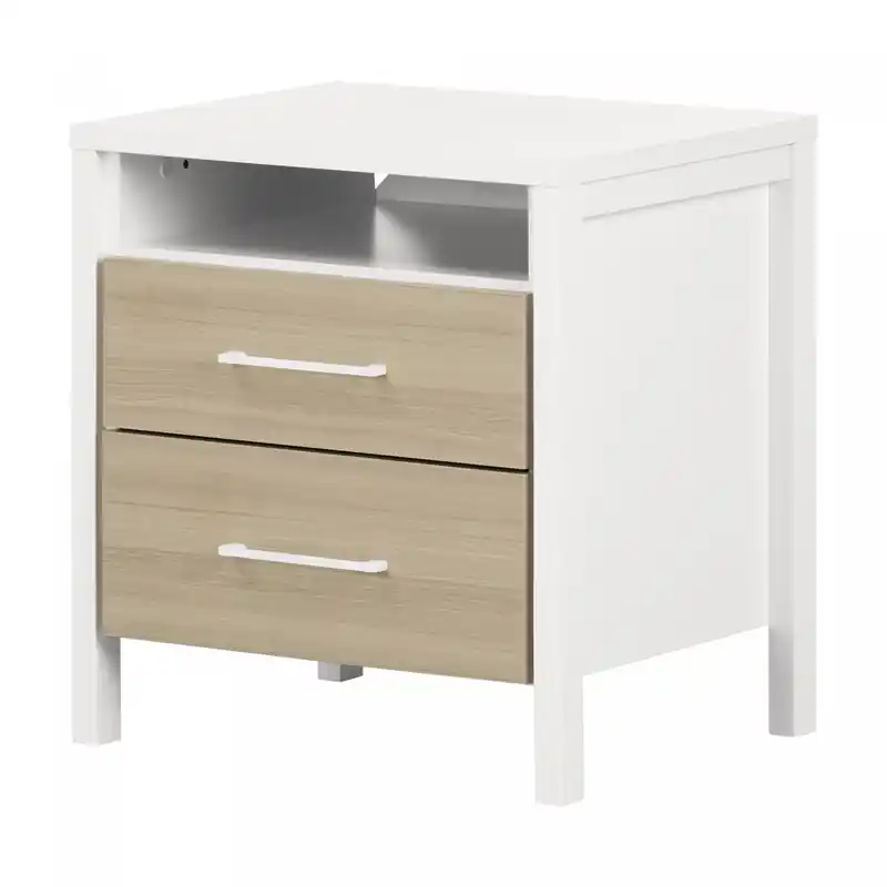2-drawer Nightstand - White And Soft Elm