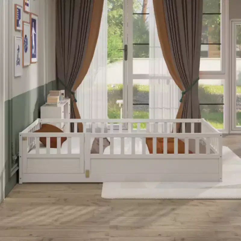 Single-Person Compact Low-Profile Bed Featuring Integrated Ultra-Secure Barrier Design