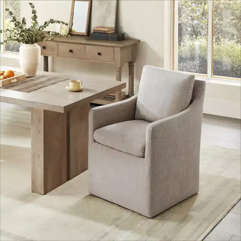 Modern Dining Arm Chair with Caster No Assembly