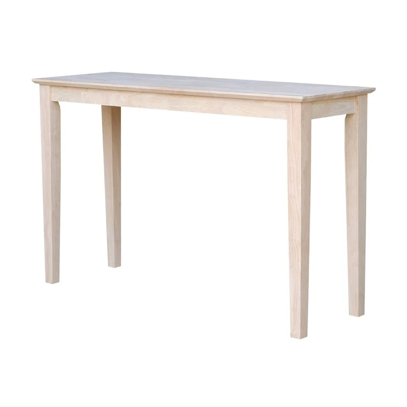 Console Table – Unfinished Parawood, Butcher Block Top, Wood, Single-Person Assembly