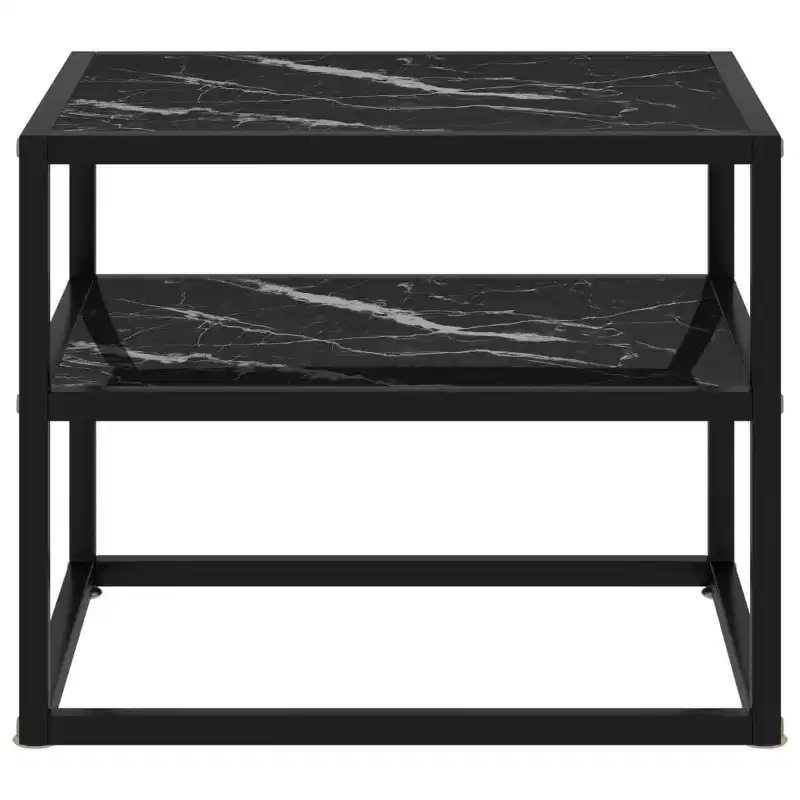 vidaXL Console Table Clear, Black Tempered Glass, Powder-Coated Steel