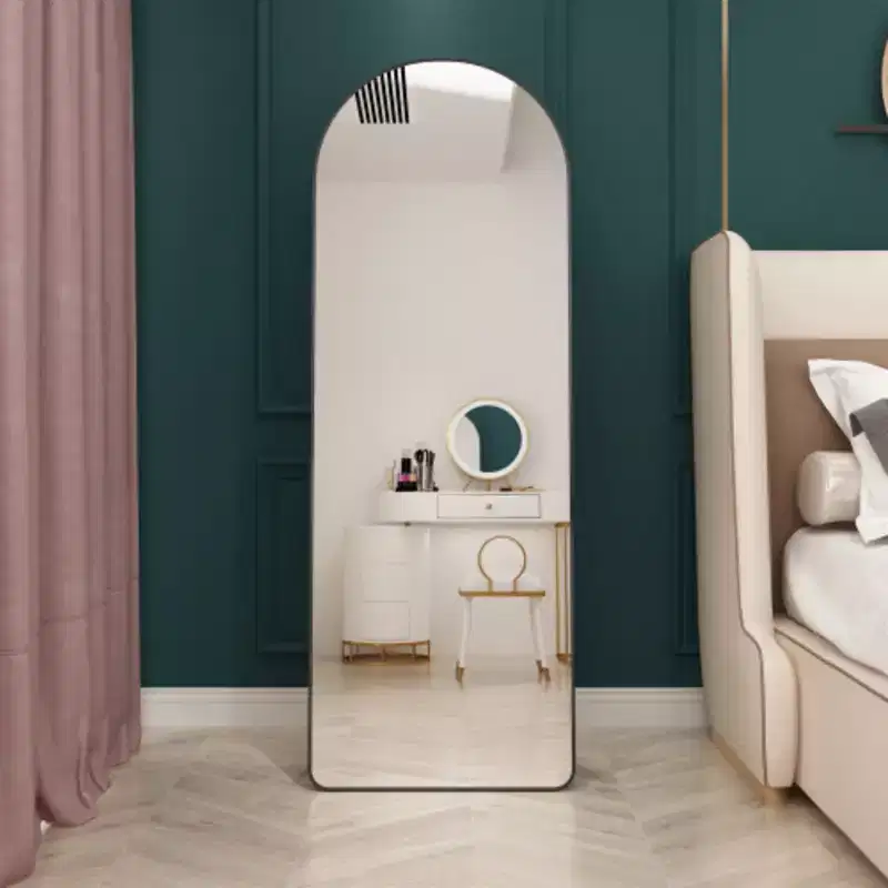 Floor-Mounted Full-Length Mirrors, Aluminum Alloy Arched Frame for Bathroom, Bedroom, Porch, Clothing Store